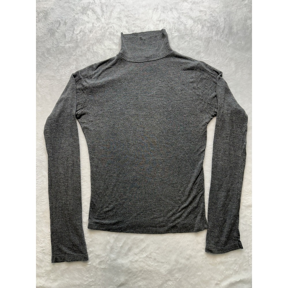 Brandy Melville Gray Turtleneck Long Sleeve Small Heathered Made in Italy-186